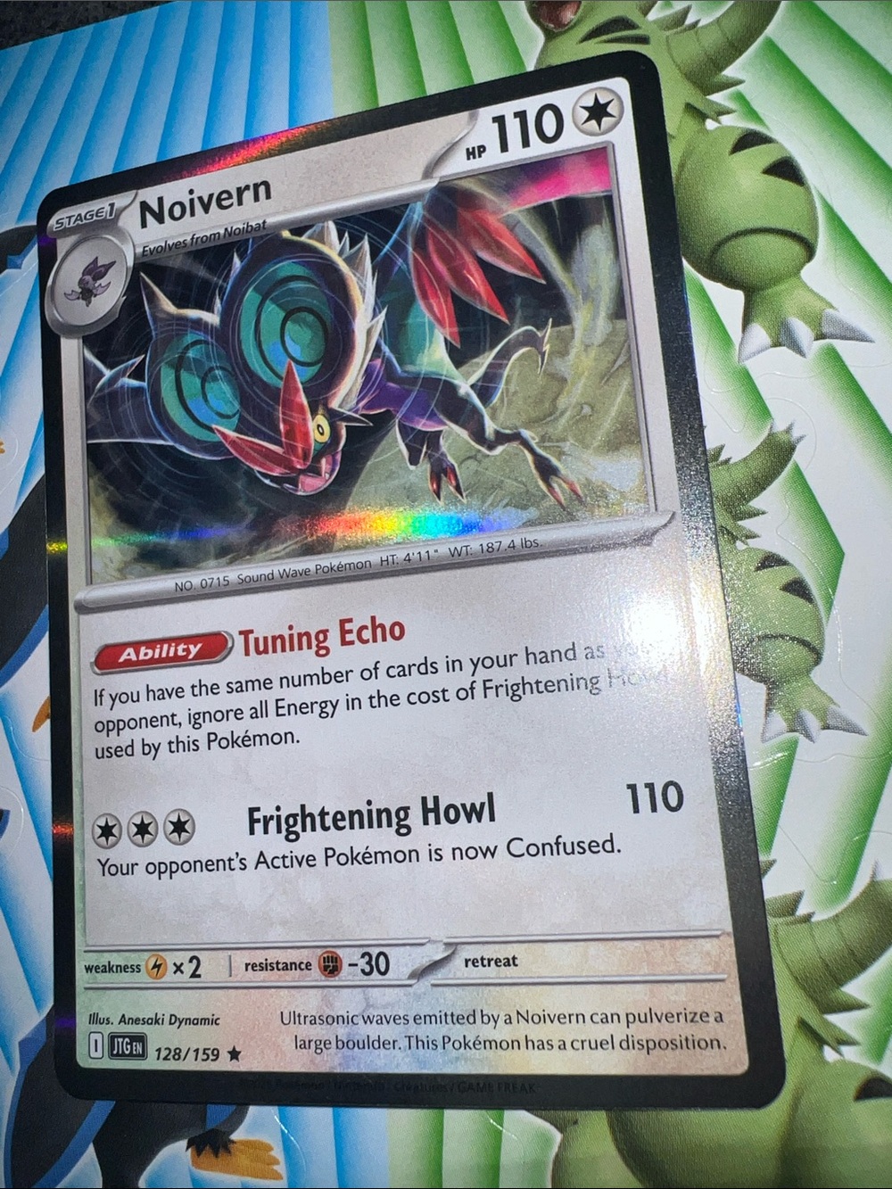 Pokemon Noivern Holographic Card — Black, Purple, Teal, Red